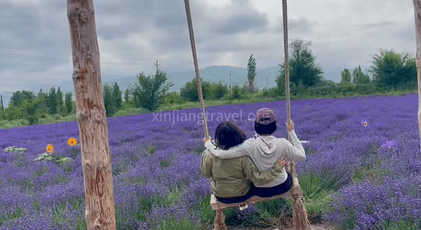 Finding Quiet Joy Together On A Swing Surrounded By Lavender